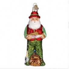 NEW - Old World Christmas Glass Ornament - Fly Fishing Santa